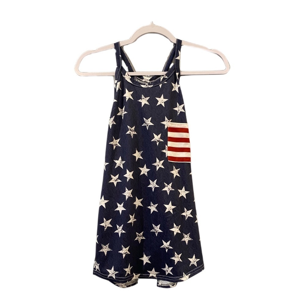Women's small Fashion T Shirt Cold Shoulder Open Back American Flag cotton - Picture 3 of 5